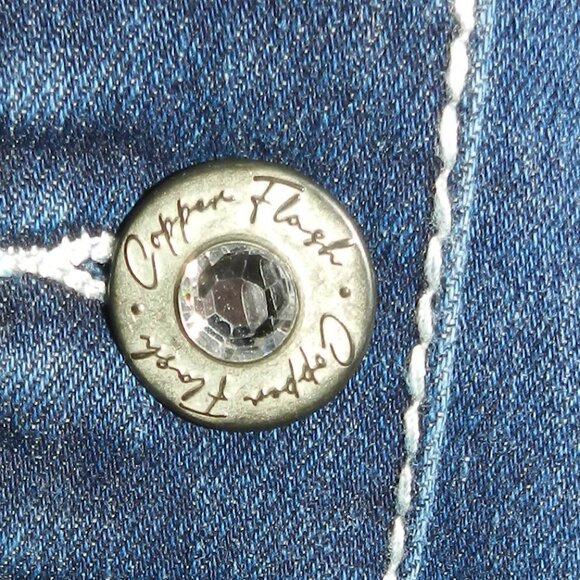 NWT 3XL Women's Embroidered Feathers Cropped Denim Jacket Copper Flash🆕⌚🏃💨🚚 - Picture 9 of 16